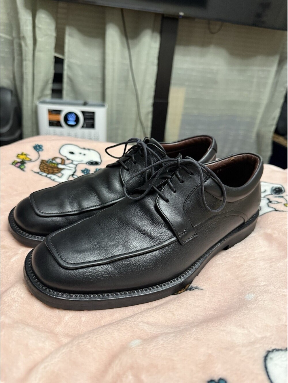 Gordon Rush Men's Black Leather Lace-Up Derby Dress Shoes Square Toe US 8